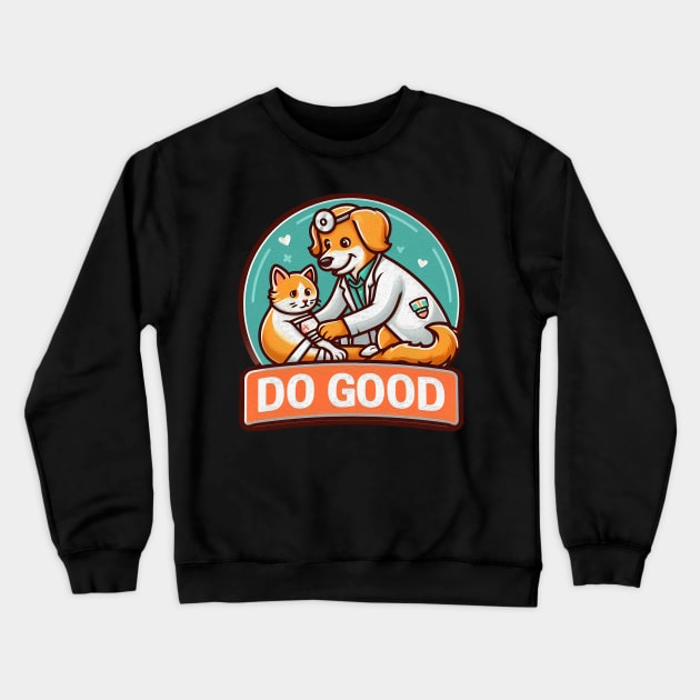 Do Good Dog Doctor Bandage Cat Injury Crewneck Sweatshirt by Plushism